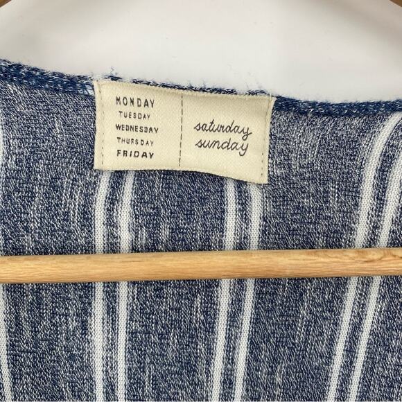 Anthropologie Saturday Sunday Barlia Blue striped Kimono One Size Front Pockets - Picture 4 of 6